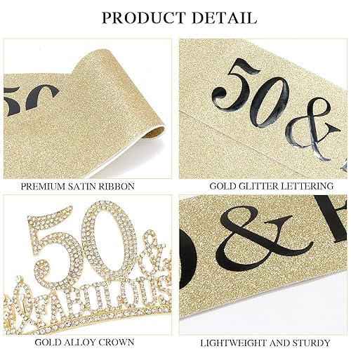 Miniatura 5 de Decoraciones de cumpleaños número 50 para mujer, banda de cumpleaños número 50 para mujer, coronas de cumpleaños 50 para mujer, fabulosas, tiara de