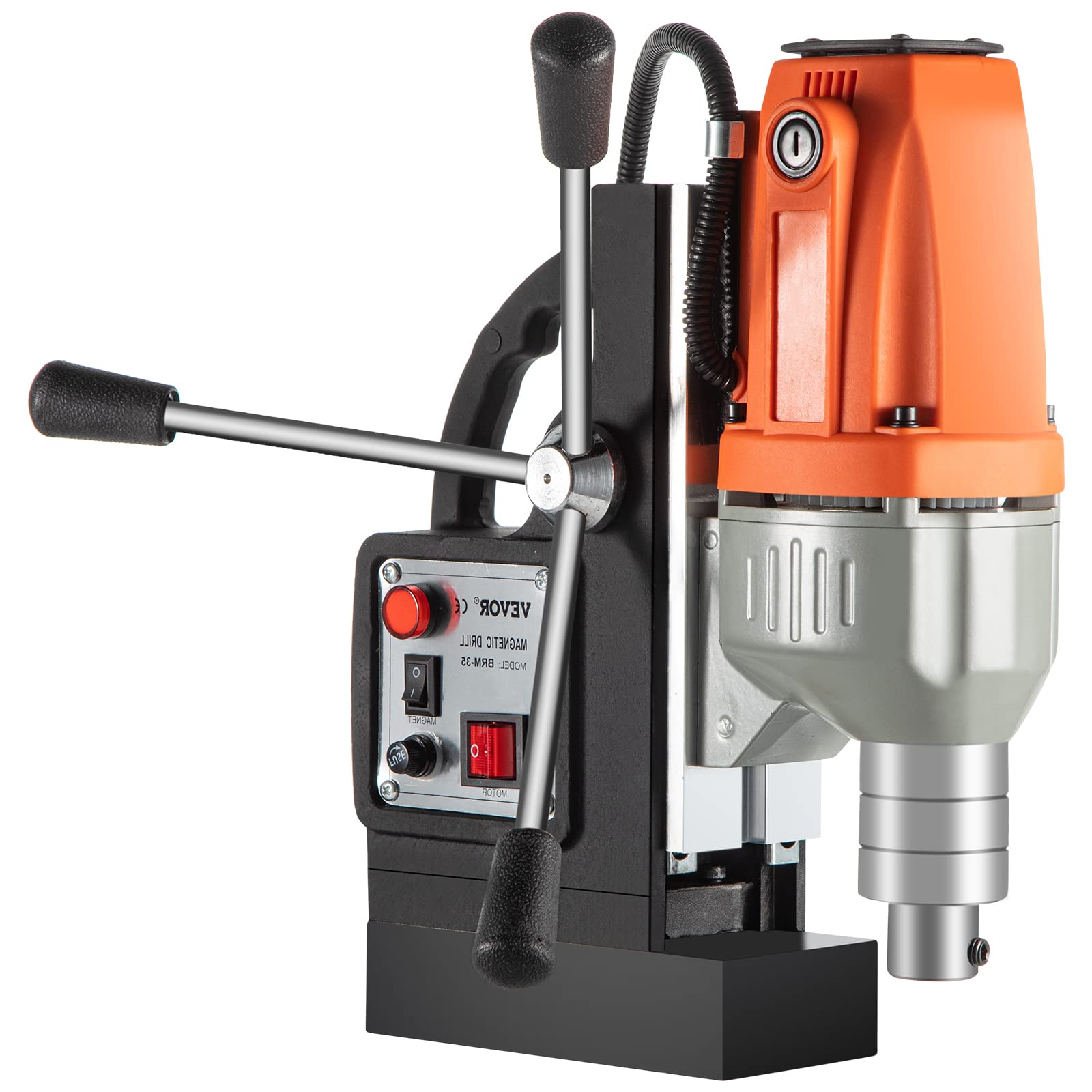 VEVOR Trapano Elettrico Magnetico BRM35, Motore del Sistema di Perforazione Magnetico ad Alta Potenza 980 W, 220 V, 50 Hz, con comoda maniglia, Usato per Strutture in Acciaio, Costruzioni Navali