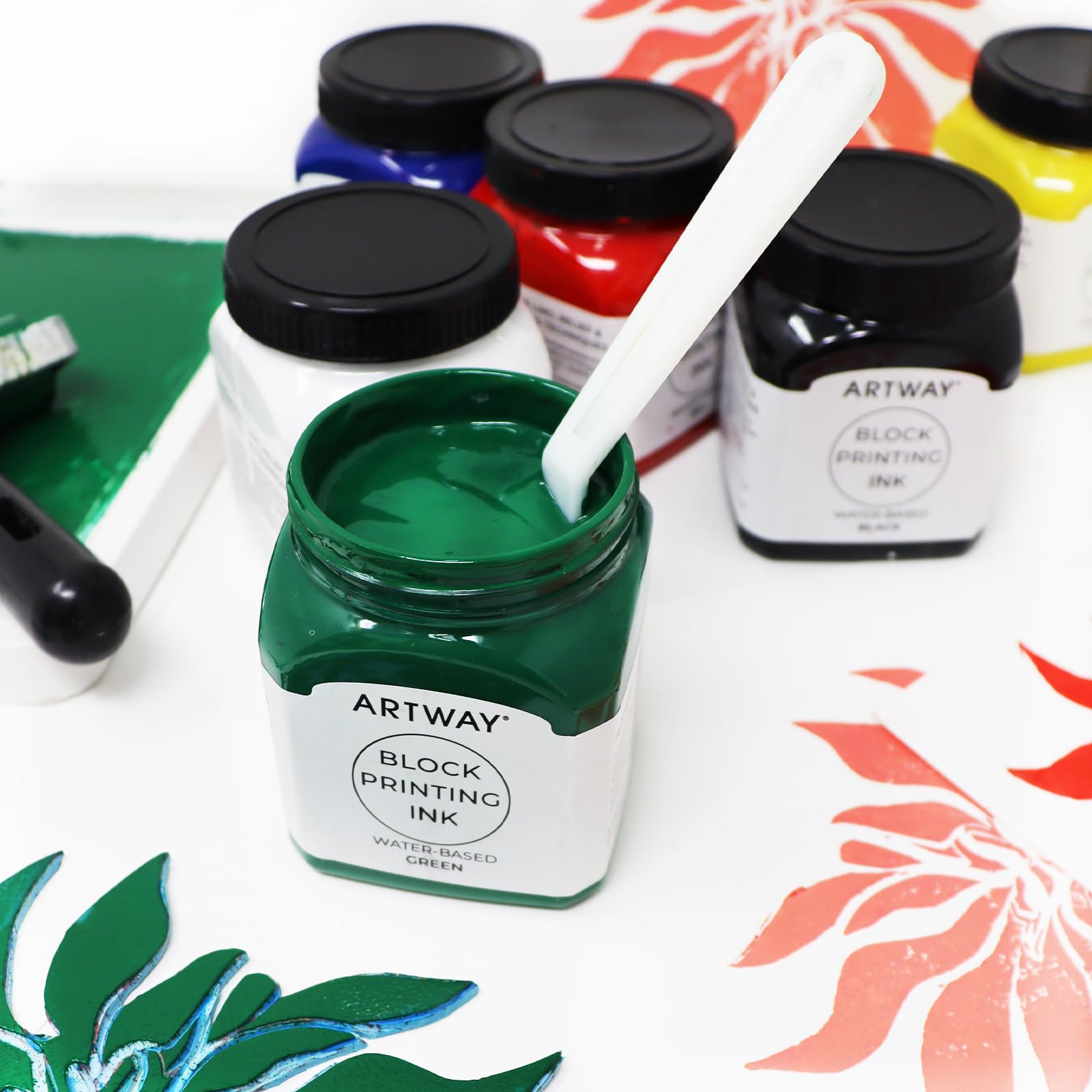 Artway Premium Block Printing Ink - 250ml - Green - Ideal for Relief Block and Lino Printmaking, 250 ml - Image 3