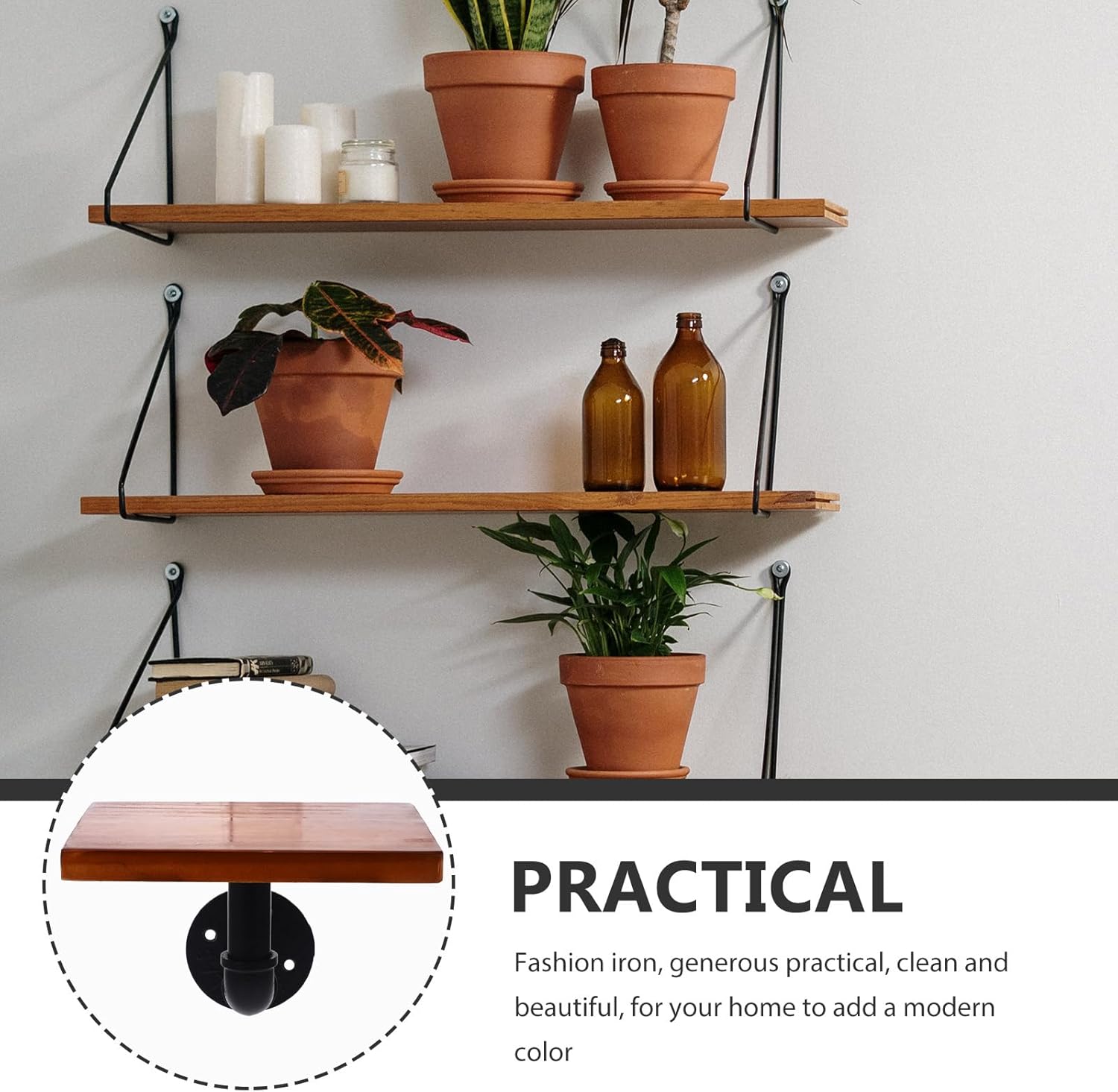 Veemoon Vintage Wrought Partition Wall Hanging Rack Retro Bracket Decorative Frame Random Board Color Grain Wall Mounted Shelf Living Room Bedroom Office Kitchen