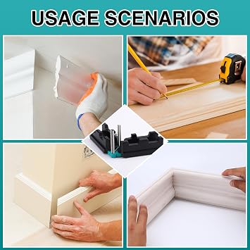 2 in 1 Mitre Measuring Cutting Tool, Miter Saw Protractor Measuring and Sawing, Mitre Angles Cutting Corner Clamp 85-180°Angle Measuring Tool for Home Improvement Carpentry Work