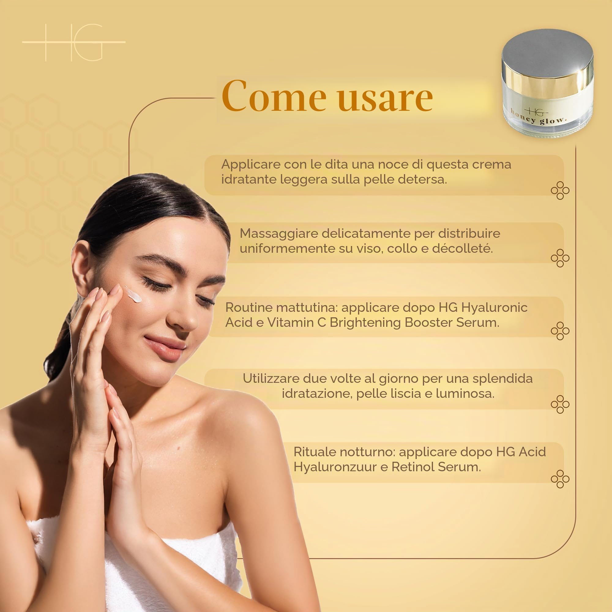 HoneyGlow Crema Viso in Ceramide Ultra Idratante con Miele, Rafforza la Barriera Della Pelle e Protegge Dalla Luce Solare, SPF15, Formulato Con Niacinamide, Acido Ialuronico e Peptidi