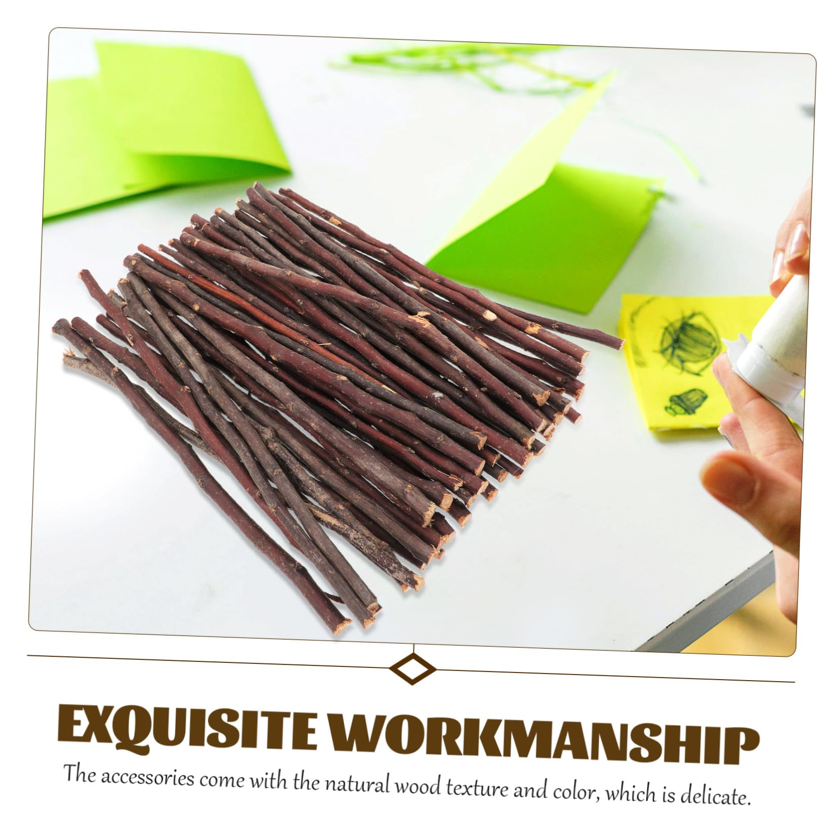 Gadpiparty 50 Palitos de Ramitas de Madera Natural, Fáciles de Manejar y Resistentes, Ideales para Manualidades y Proyectos de Bricolaje en Cualquier Estación