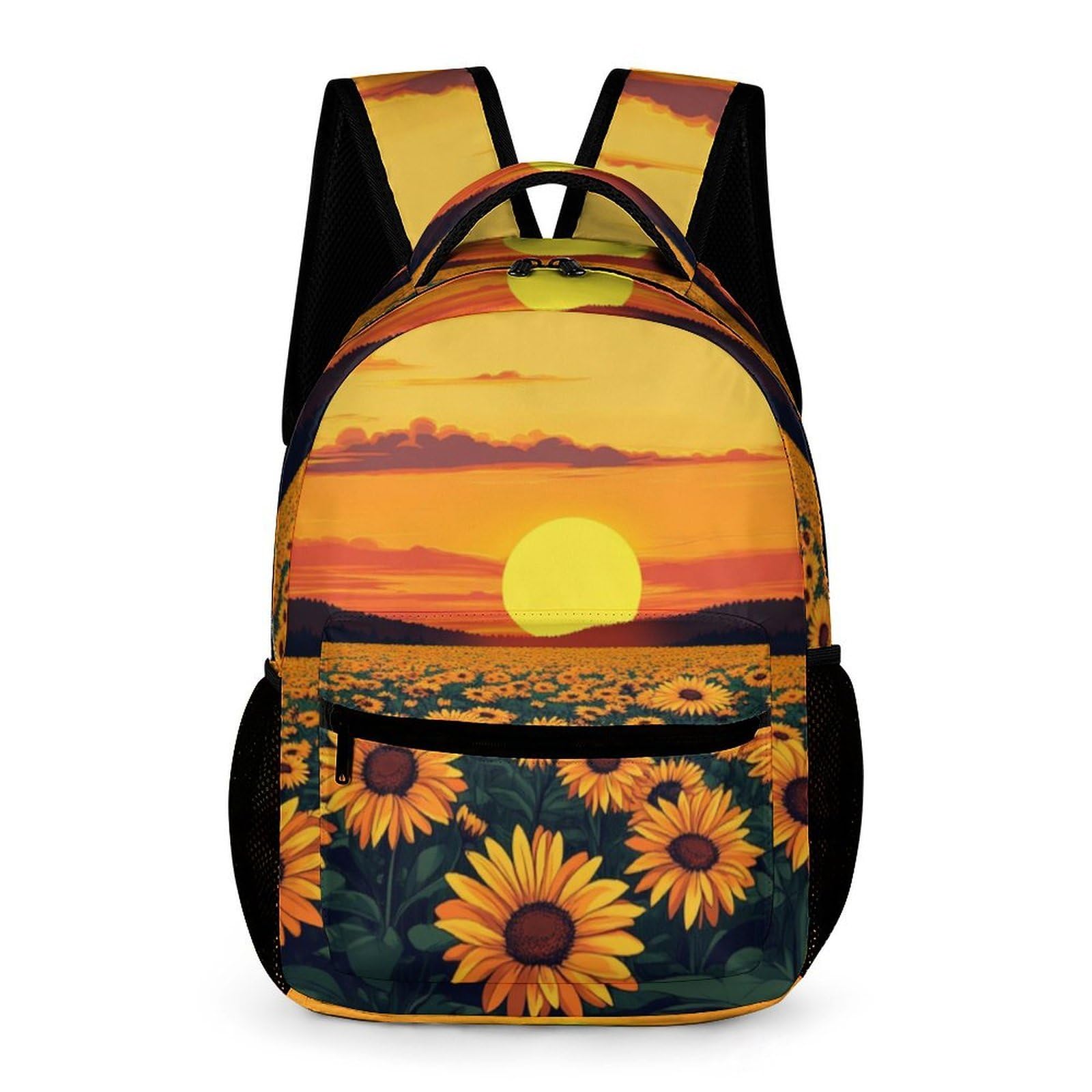 Mochila de girasoles para chicos con espalda acolchada que alivia el peso de libros 7
