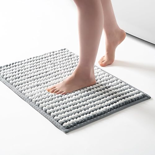 Miniatura 21 de FRESHMINT Alfombra de baño de felpilla Chunky Ombre 17"x24", pequeñas alfombras de baño suaves y absorbentes al agua para el piso del baño, gruesas