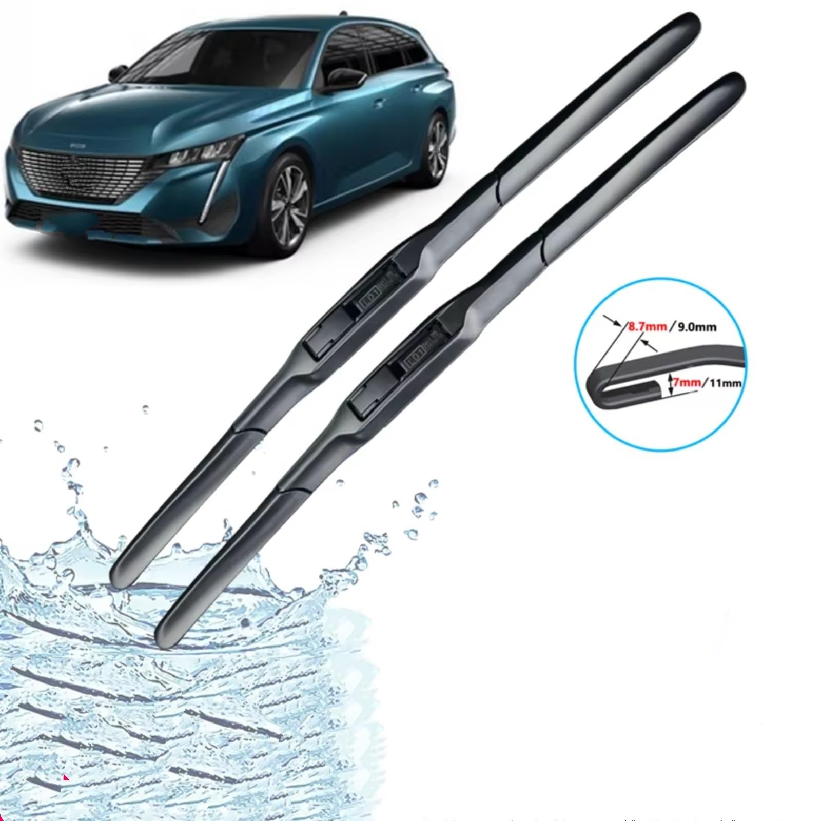 Kit Tergicristallo Compatibile Con Peugeot Per 308 Accessori Per MK3 III 2021 2022 2023 2024 Tergicristalli Anteriori Automatici Parabrezza Accessori Per Auto Tergicristalli(B)