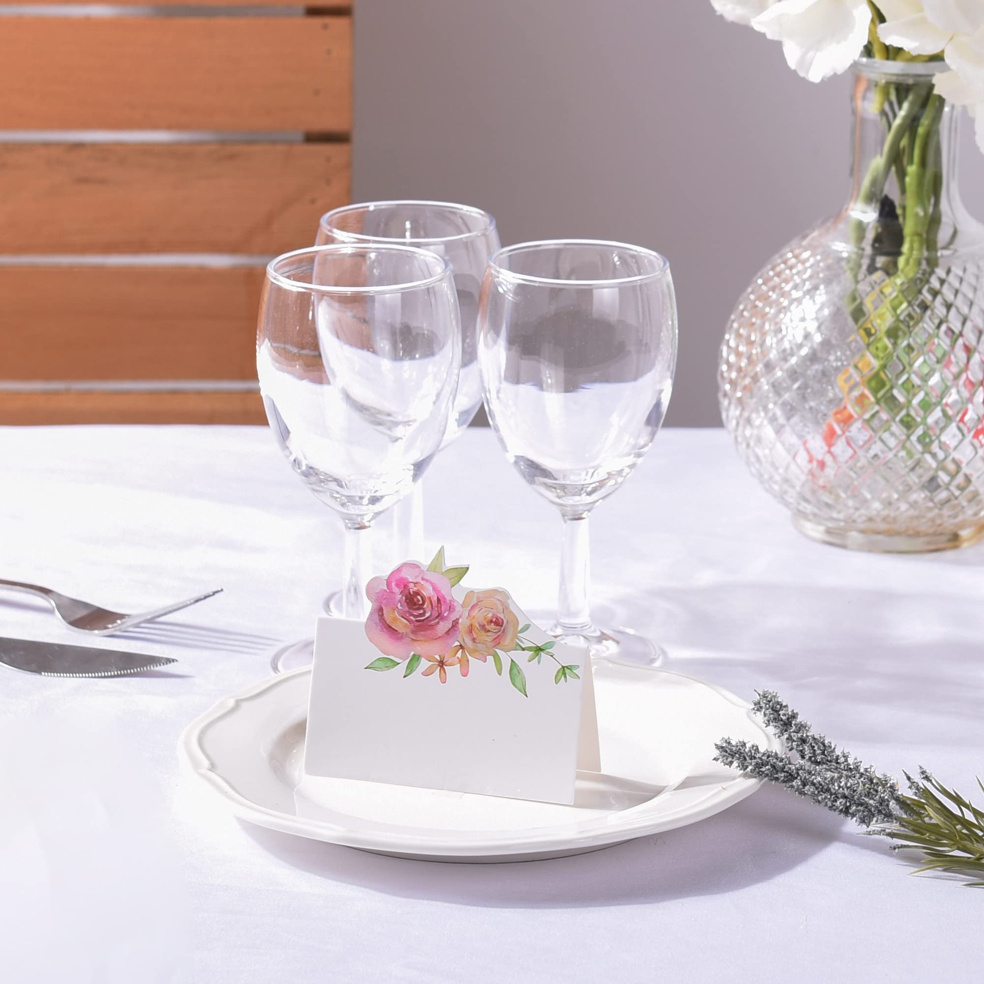60 tarjetas de lugar florales para boda, tienda de campaña pequeña, tarjeta de nombre, mesa para banquetes, cenas, fiestas, baby shower, bodas, 3.5 x 2 pulgadas