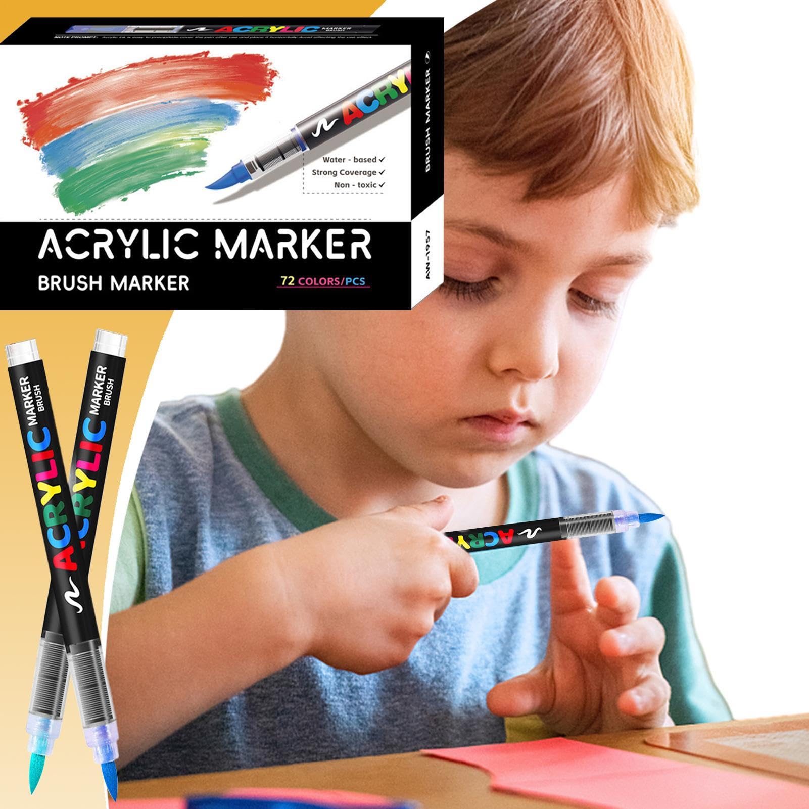 Acrylstifte Set, Acrylstifte für Steine, wasserfest, Pinselspitzenmarker, Mehrzweck-Kunstbedarf-Set für Bastelprojekte, Keramik