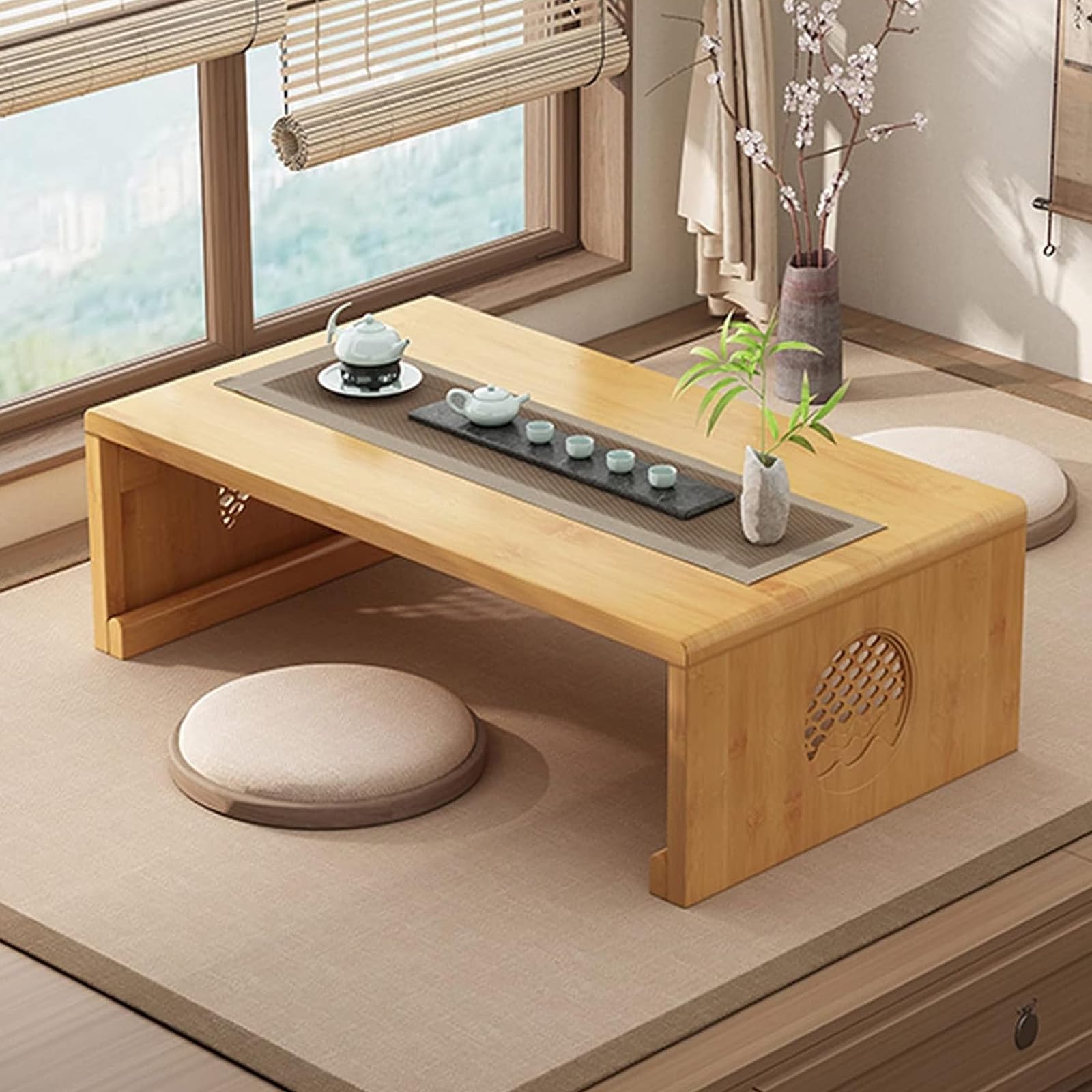 Table basse japonaise en bois pliable pour salon et décoration