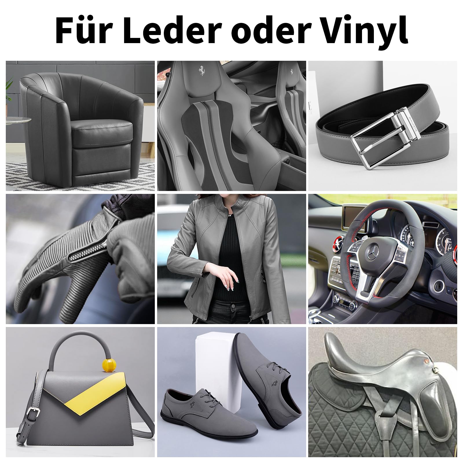 240g Lederpflege Auto,Leder Reparatur Set Dunkelgrau,Flüssigleder,Lederfarbe,Kunstleder Reparaturset zum Reparieren von Sofas,Vinylmöbeln,Autositz,Lederschuhen,Sattel bei Verblassen und Kratzern