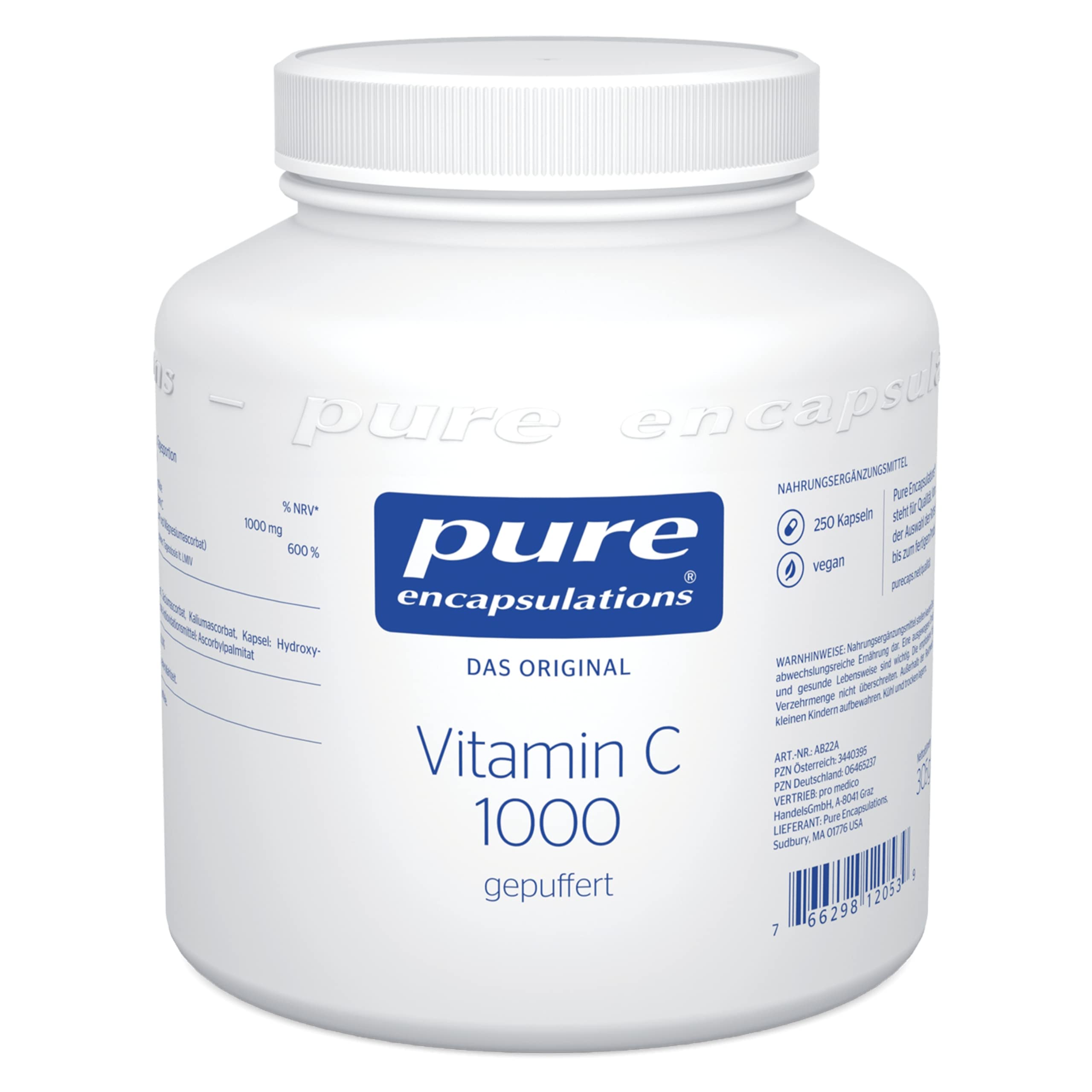 Pure Encapsulations Vitamin C gepuffert (1000mg) | Für ein starkes Immunsystem | 250 hochdosierte und magenschonende Kapseln | Schutz vor oxidativem Stress, Unterstützung der Kollagensynthese (Haut)