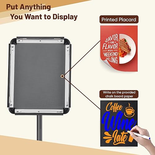Miniatura 2 de Soporte de pedestal ajustable para cartel de 8.5 x 11 pulgadas, marco abierto a presión, soportes para letreros de exhibición de pie para interiores