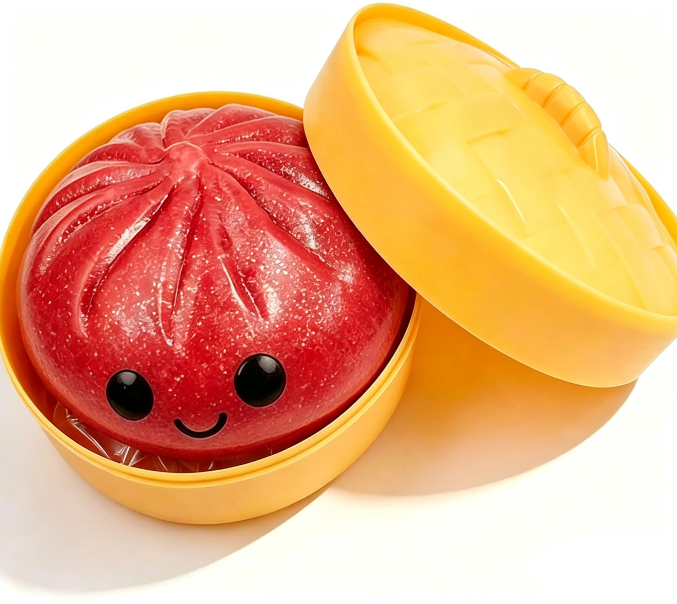 2026 New Giant Flashing Dumpling Squeeze Toys, Soft and Sticky Dumpling Toys with Steamer Box, Soft and Sticky Balls, Soft Dough Toys, Suitable for Adults and Children as Party Gifts (Glitter Red)