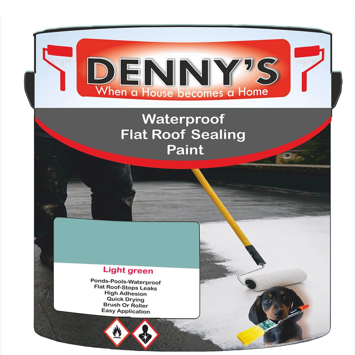 SCOOBYS PAINTS BACK IN THE MIX Chlorinated Rubber Flat Roof Paint – Waterproof Roof Sealer & Leak Repair Coating, Quick Drying, High Adhesion (Light green, 2.5 Litre Tin)