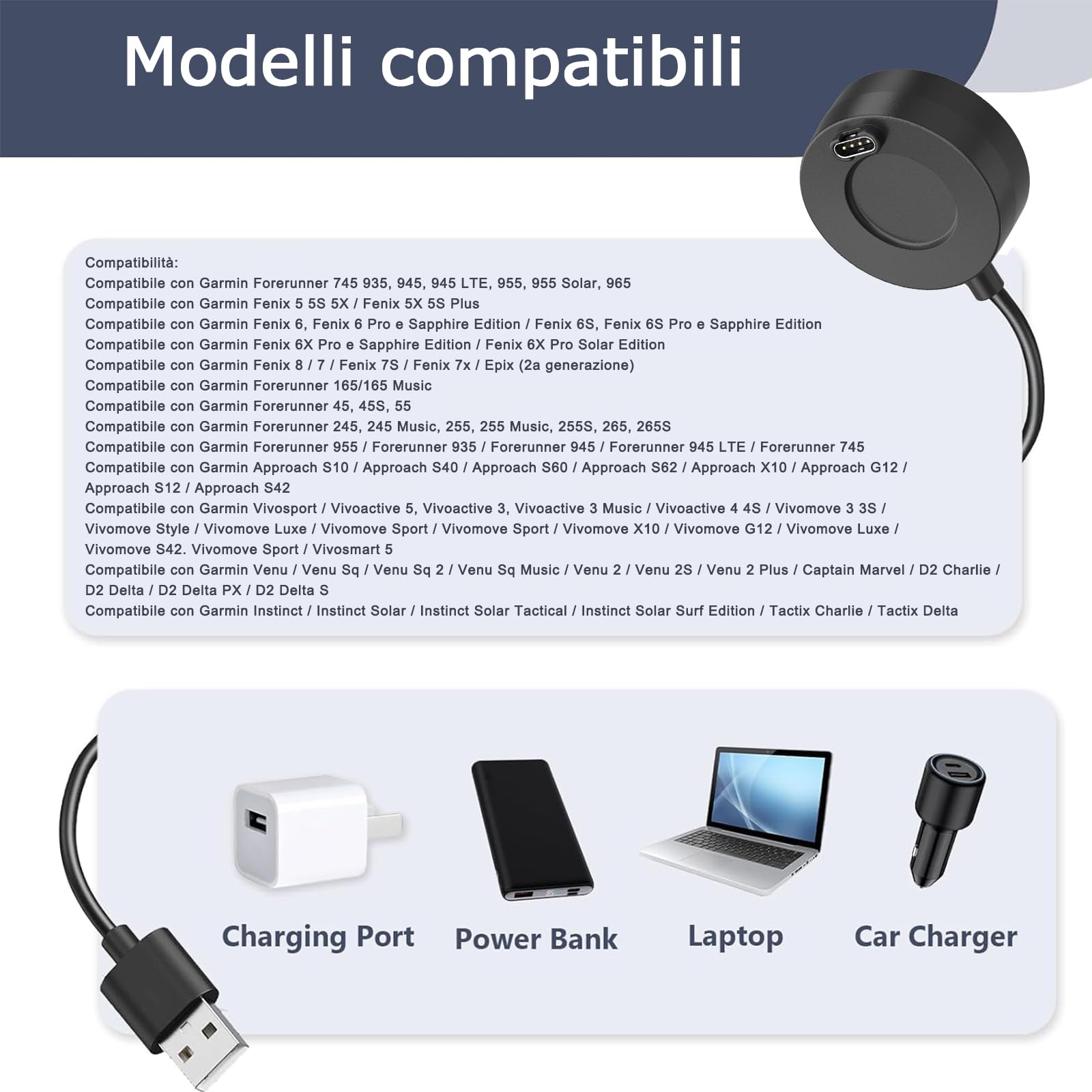 Cavo Ricarica AMZPAS Per Garmin - Compatibile Con Fenix 7/6/5, Venu, Forerunner, Vivoactive - Foto 10