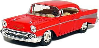 KiNSMART 1957 Chevy Bel Air Coupe 1:40 Scale 5" Die Cast Metal Classic Toy Car (Red)