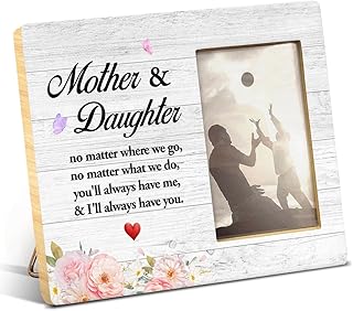 Yuzi-n Mother Gift From Daughter, Appreciation Gift for Mom Birthday Christmas Mother's Day, Mother and Daughter Wood Picture Frame - Display Photo Frame 4 x 6 Inches