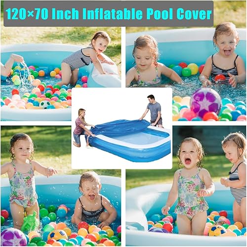 Miniatura 5 de Cubierta inflable para piscina, se adapta a 120 x 72 pulgadas, cubierta rectangular inflable para piscina, a prueba de polvo, impermeable, para