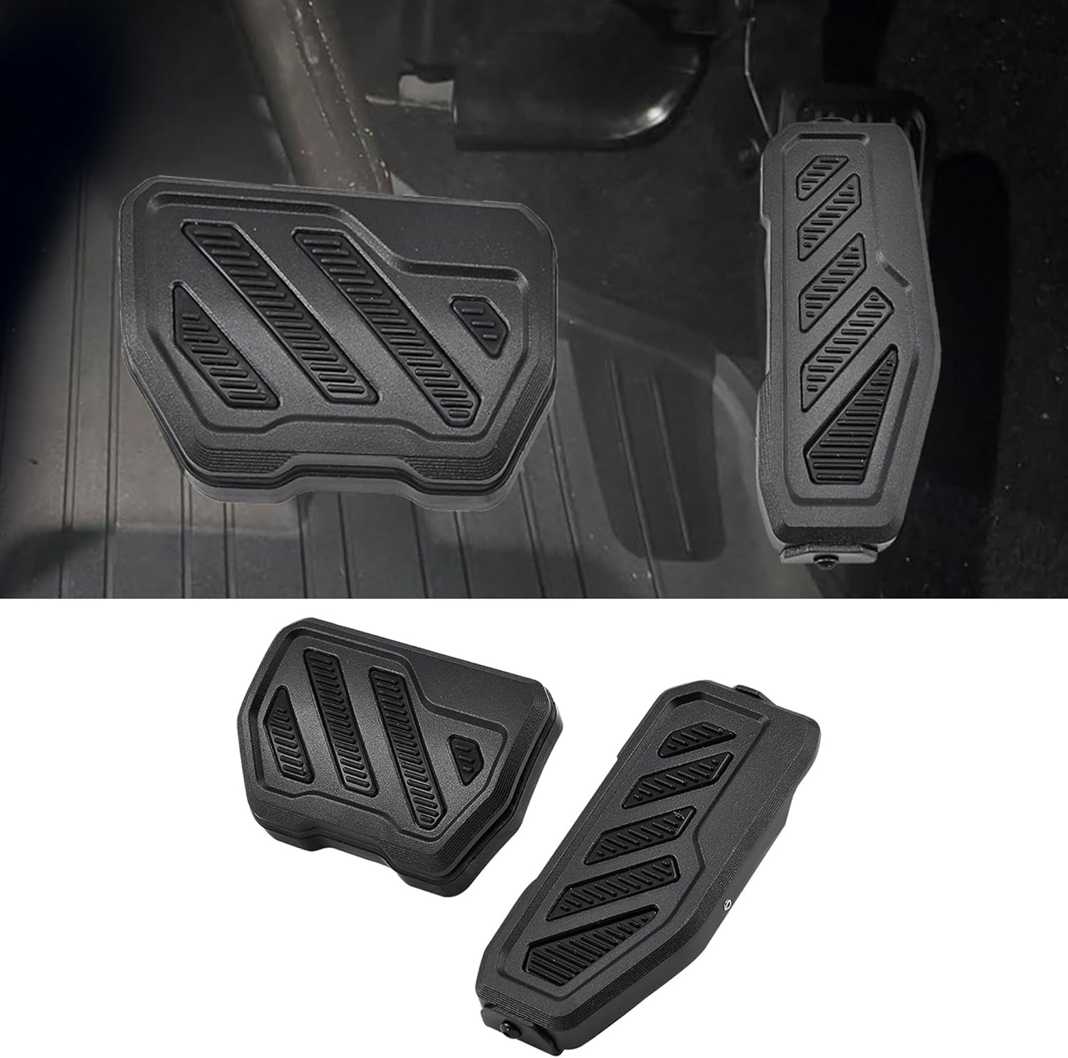 Anti-Slip Gas Brake Pedal Covers Kit for 2018-2024 Wrangler JL/JLU & 2020-2024 Gladiator JT, Aluminum Car Pedal Covers with Enhanced Grip, No Drilling Car Interior Replacement Accessories