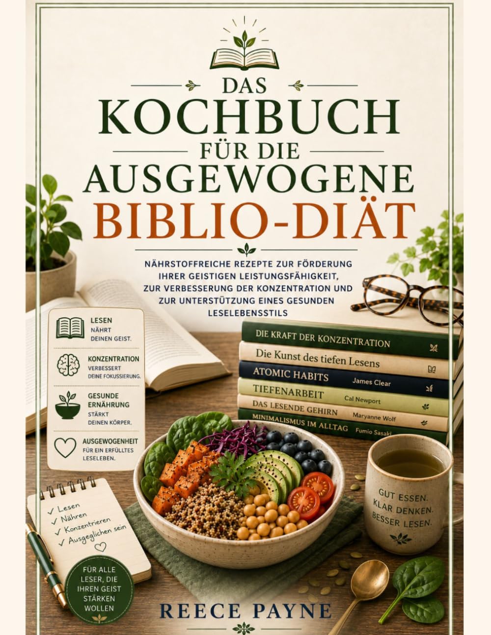 DAS AUSGEWOGENE BIBLIO-DIÄT-KOCHBUCH: NAHRHAFTE REZEPTE, UM IHREN GEIST ZU STÄRKEN, DEN FOKUS ZU VERBESSERN UND EINEN GESUNDEN LESESTIL ZU UNTERSTÜTZEN