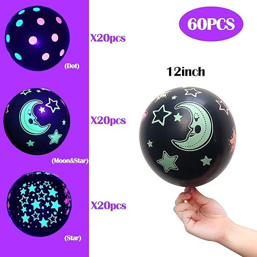 Miniatura 6 de Paquete de 110 globos de neón UV de colores, globos de neón que brillan en la oscuridad, suministros de fiesta, globos fluorescentes de látex neón
