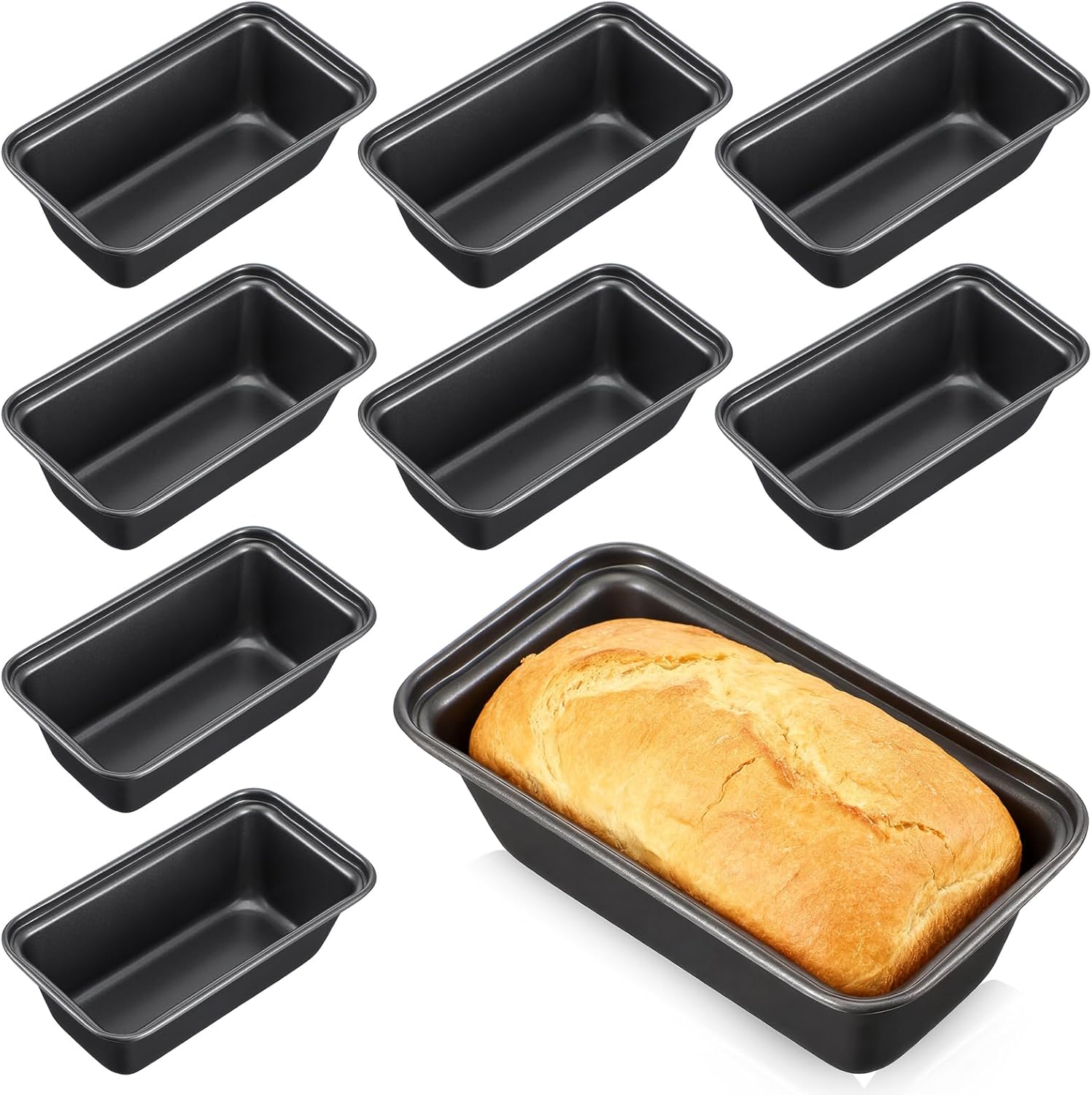 10pcs Nonstick Bread Pan Small Loaf Pan for Baking Bread 6” × 3.3” Baking Pans Banana Breads Pans Rectangular Breads Dishes for Ovens Bakings Homemade Meatloaf Cakes Lasagnas - Image 9