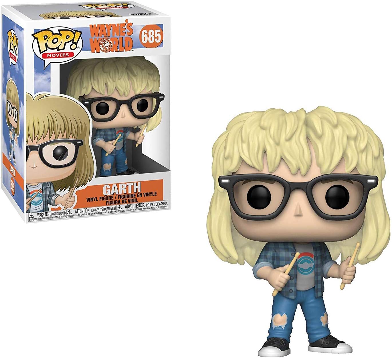 Funko Garth Algar: Wayne's World x POP! Movies Vinyl Figure & 1 POP! Compatible PET Plastic Graphical Protector Bundle [#685 / 34338 - B]