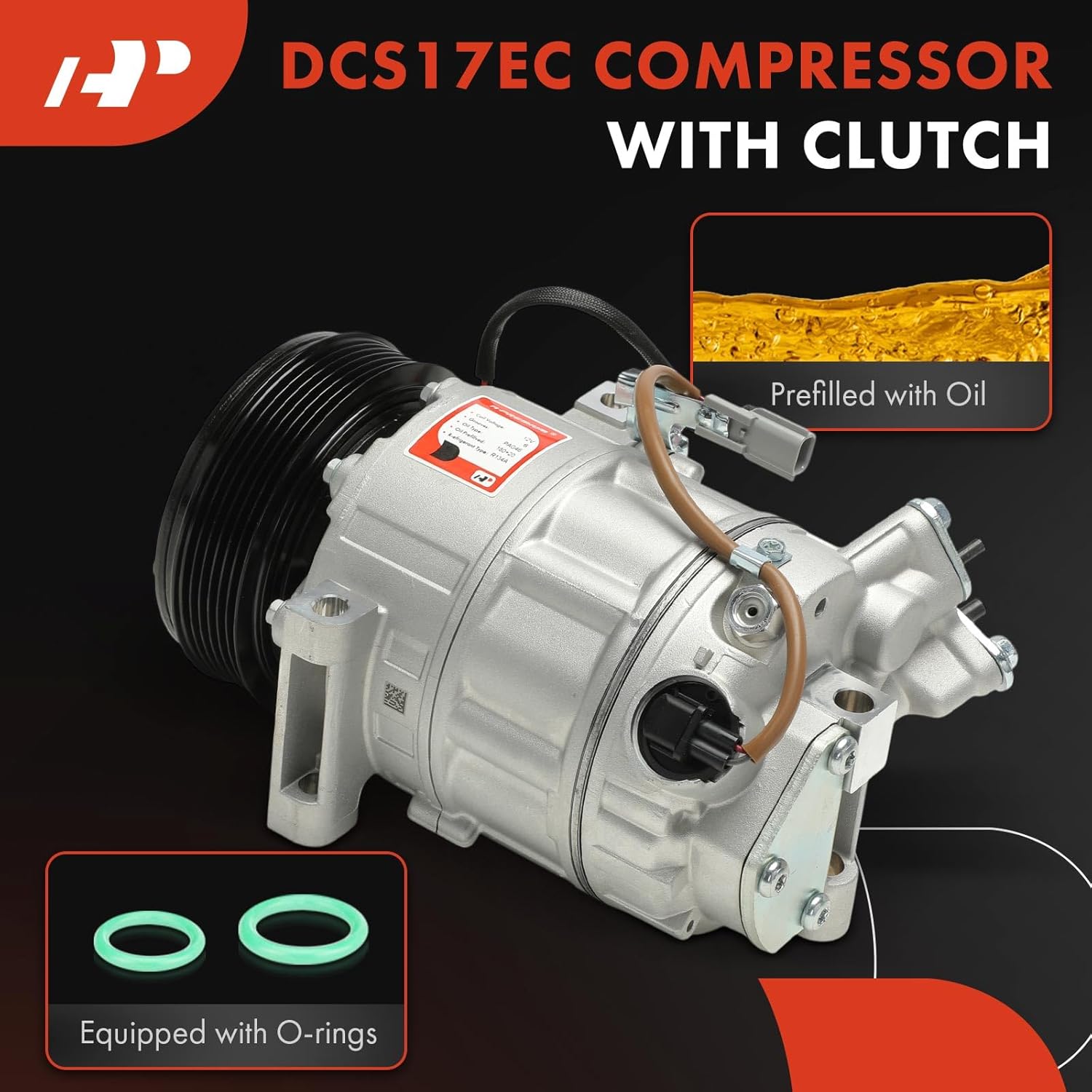 A-Premium Air Conditioner AC Compressor with A/C Clutch Compatible with Nissan Altima 2.0L 2019 2020 2021 2022 2023 2024 With DCS17EC Compressor