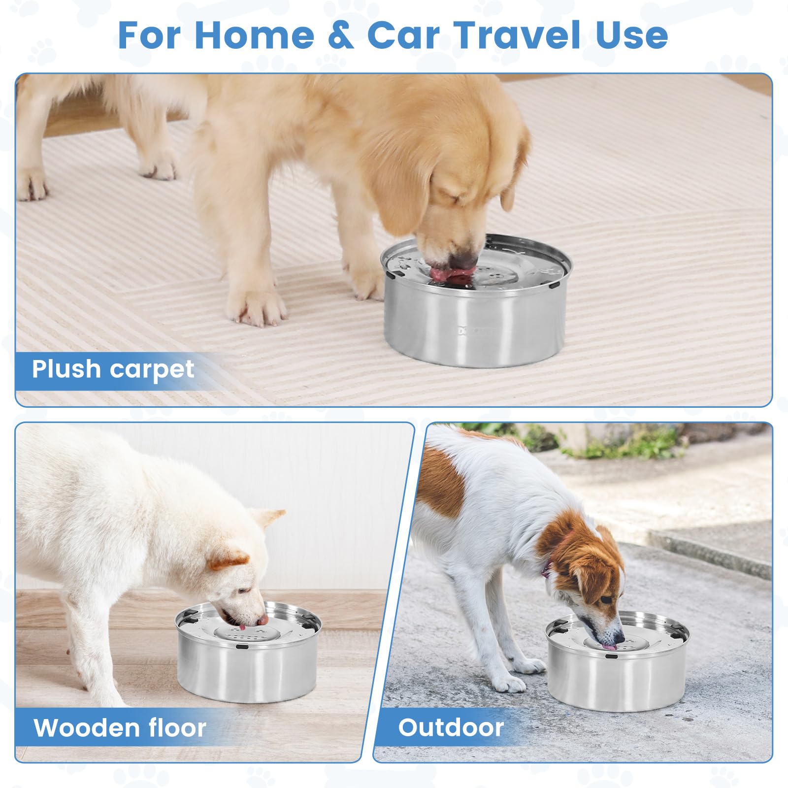 Gamelle Anti Éclaboussure Chien 3L + Gamelle Anti Glouton Chien Céramique (Diamètre 20.5cm)