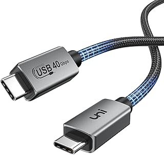 uni Thunderbolt 4 Cable Certified USB 4 Cable, 8K@60Hz Video Display / 40Gbps / 100W PD USB C to USB C Cable for Laptop MacBook, iPhone 15/15 Plus/15 Pro Max, iPad, Samsung, eGPU, SSD, Dock- 3ft