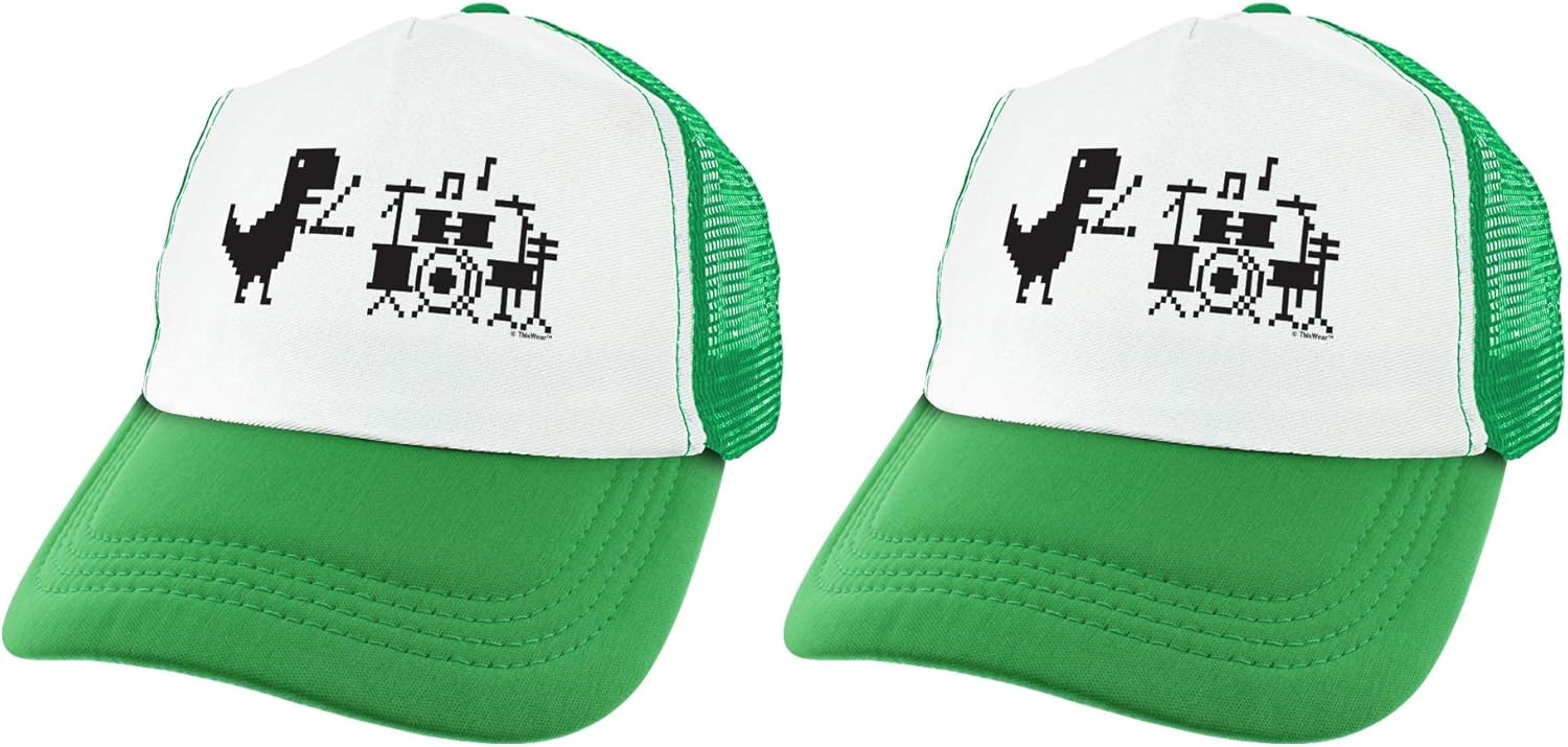 8 Bit T Rex Drummer Trucker Hat