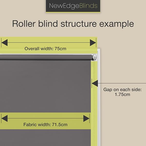 Thermal Blackout Blinds, Grey 130cm (51.18"), 165cm Drop - Blackout Roller Blinds For Inside and Outside Recess Fitting - Window Blinds of Multiple Colours and Sizes by New Edge Blinds - 5