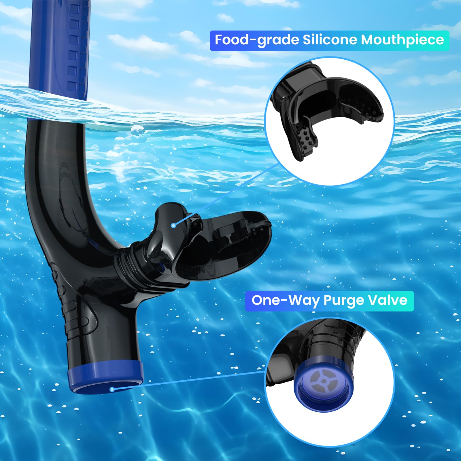 Snorkel Lap Natación Nadador Entrenamiento Buceo Snorkeling para Piscina Aguas Abiertas, Azul
