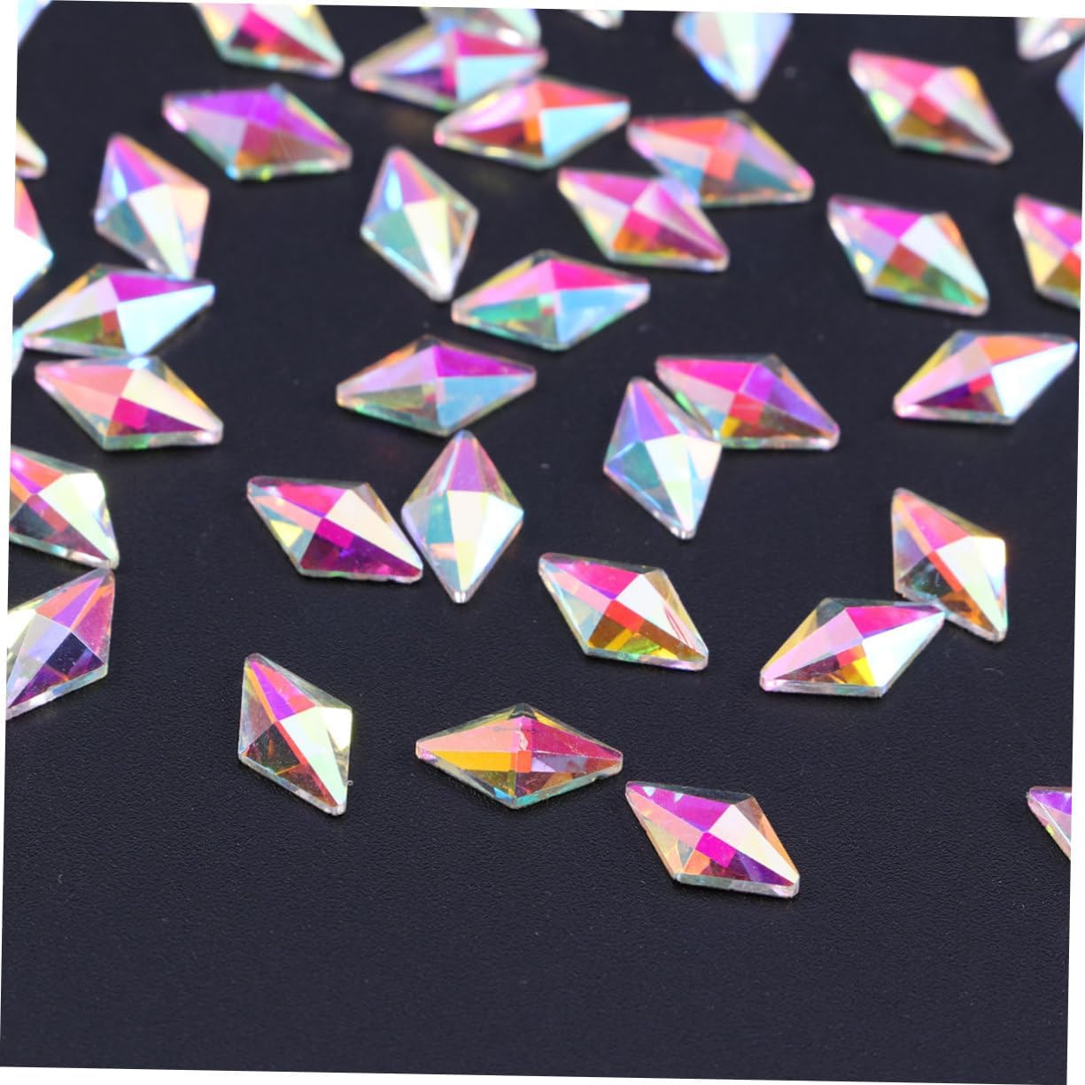 minkissy 300pcs Shiny Rhombus Nail Flat Back Crystal Rhinestones for Nail Decoration Crafts and Phone Cases Imitation Ab Accessories