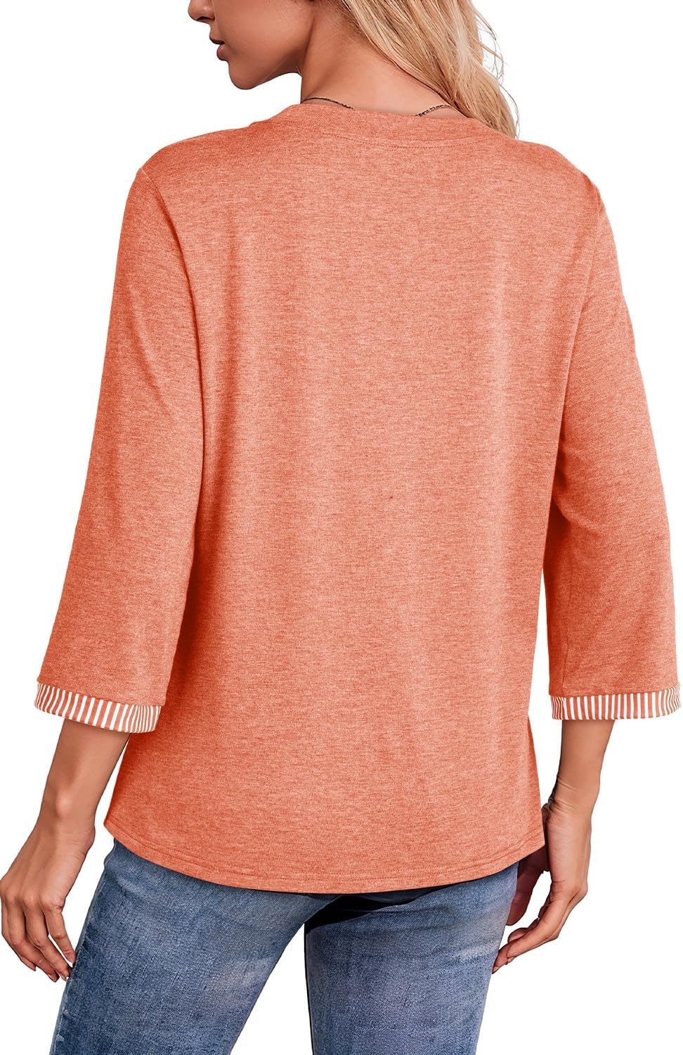 Dokotoo Women's Shirts Lightweight 2026 Summer Fashion 3/4 Length Sleeve T Shirts Casual Crew Neck Basic Blouses - Image 3