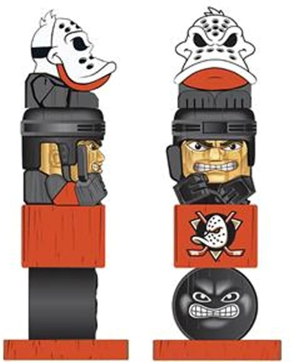Team Sports America Anaheim Ducks Tiki Totem Garden Statue, Retro Logo, Hand Painted Resin, 16 Inch, Indoor Outdoor Decor