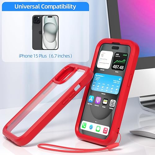 Miniatura 10 de WXR Compatible con iPhone 15 PlusiPhone 14 Plus, silicona suave y parte trasera de policarbonato duro transparente e interior de policarbonato duro,