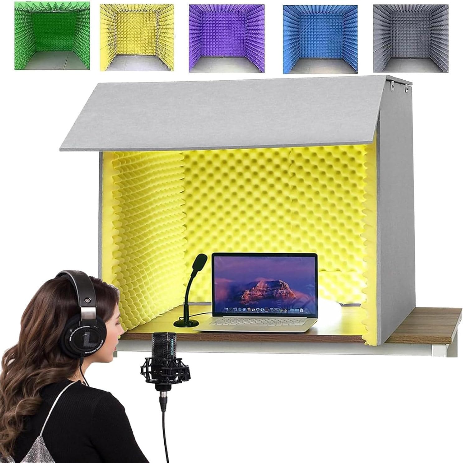 Cabina vocale insonorizzata portatile per registrazione da studio desktop, copertura assorbente per musica audio