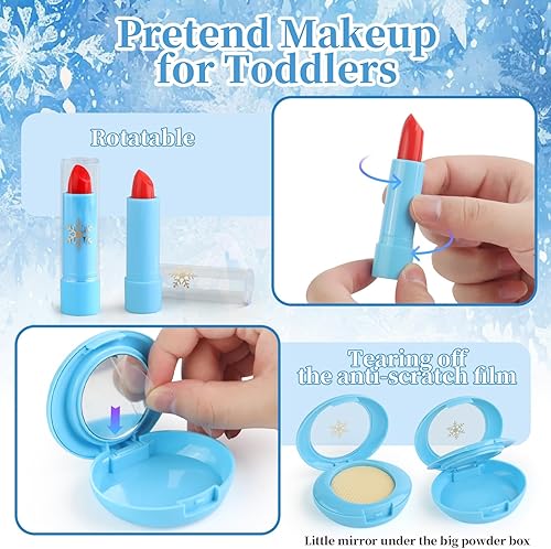 Miniatura 5 de Maquillaje de simulación para niños pequeños de 1-3, 3-5, 4-6, maquillaje de juego para niños de 3 a 5 años, kit de maquillaje falso con bolso para