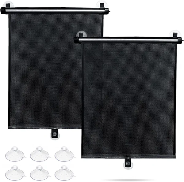Sfee Car Window Shade for Side Windows, 2 Pack Sun Shade Retractable for Car Blocks Heat and UV Rays Glare Protection Roller Sunshade Visor for Baby, Kids, Pets, Passengers