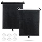 Sfee Car Window Shade for Side Windows, 2 Pack Sun Shade Retractable for Car Blocks Heat and UV Rays Glare Protection Roller Sunshade Visor for Baby, Kids, Pets, Passengers
