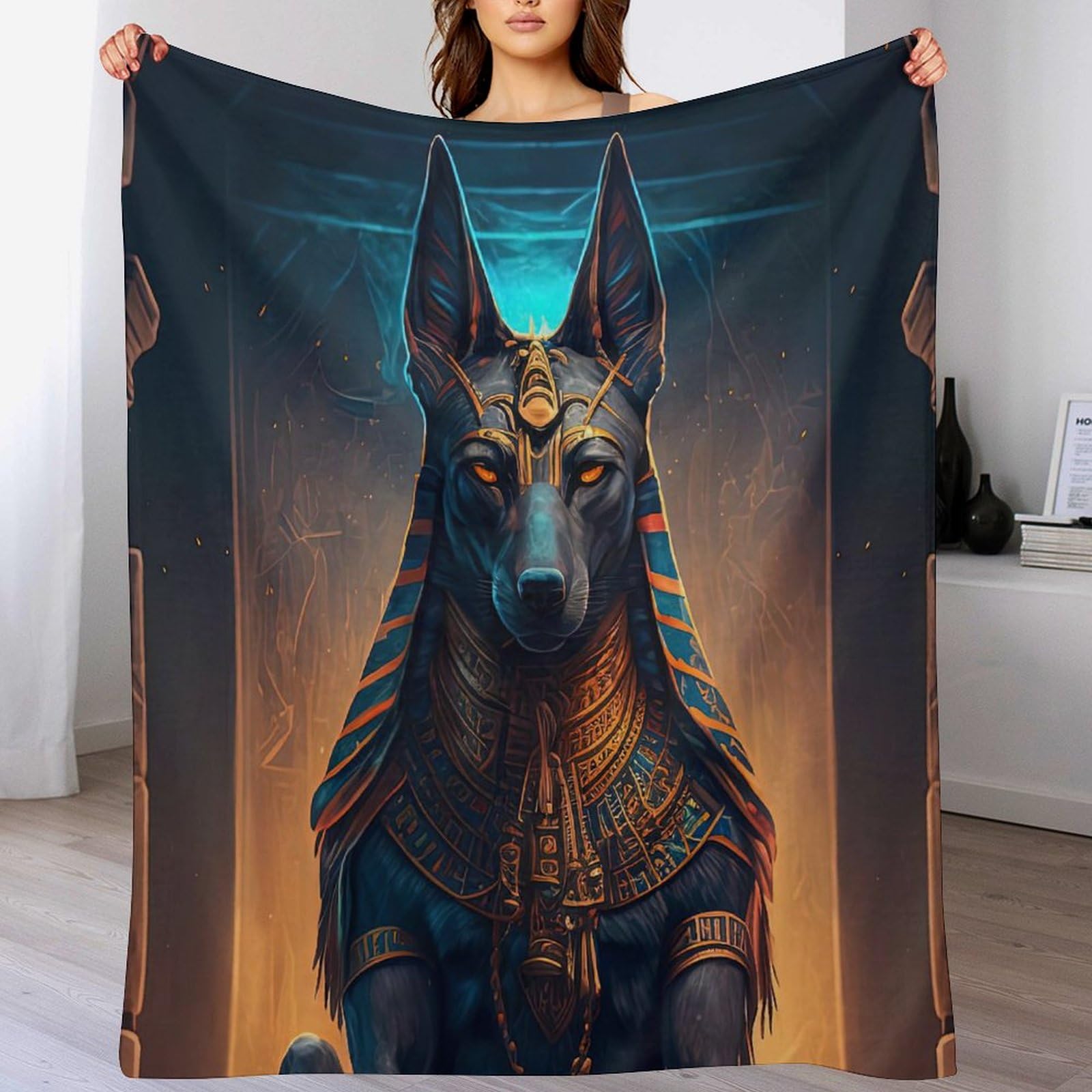 Dcccy Anubis Super Soft Blanket Soft Microfiber Throw Cosy Fuzzy Travel Blankets Nap Throws For Sofa Couch & Bed Décor 100×130Cm