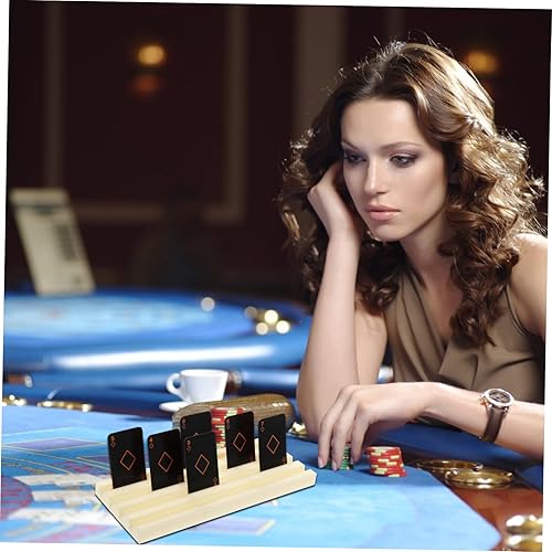 Miniatura 4 de ERINGOGO Soporte de póquer de madera, soporte de cartas, bandejas de tren mexicano, bandejas de dominó, bandejas de dominó escalonadas, soportes de