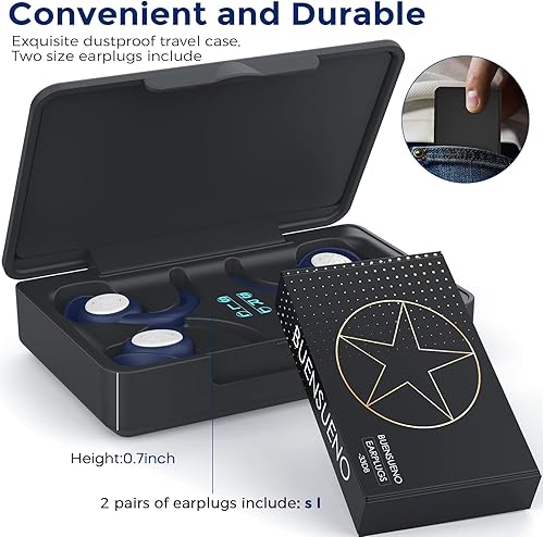 Miniatura 3 de BUENSUENO - Tapones para los oídos para dormir con cancelación de ruido -- Tapones reutilizables y lavables de silicona para reducir el ruido, 2