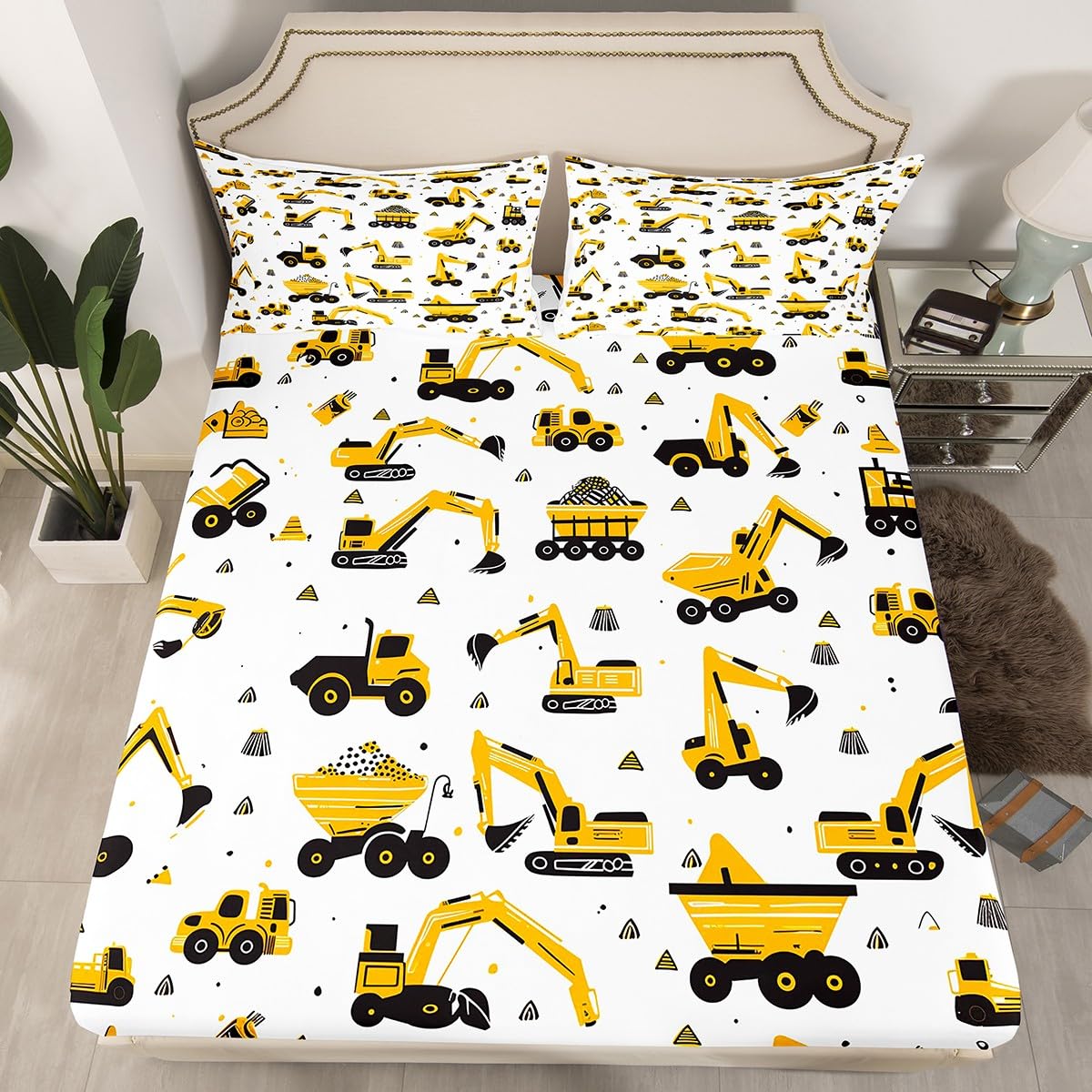 Housse de matelas camion de chantier 90x190 pour un lit enfant toujours bien bordé