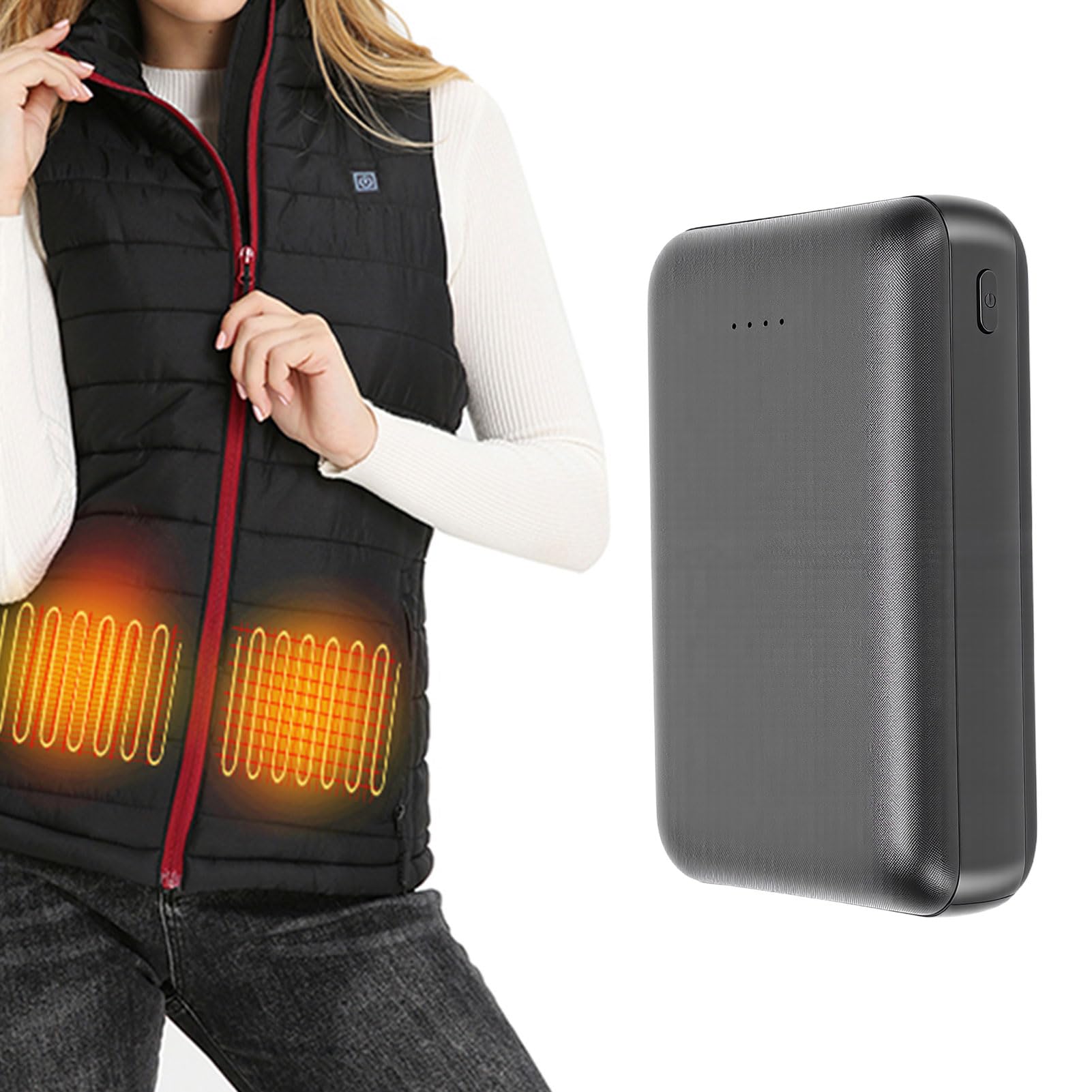 Vikye Batterie de Gilet Chauffant 20000mAh, Batterie Externe 5V 2A avec Voyant Lumineux, Rechargeable pour Gilet Chauffant, Veste et Pantalon