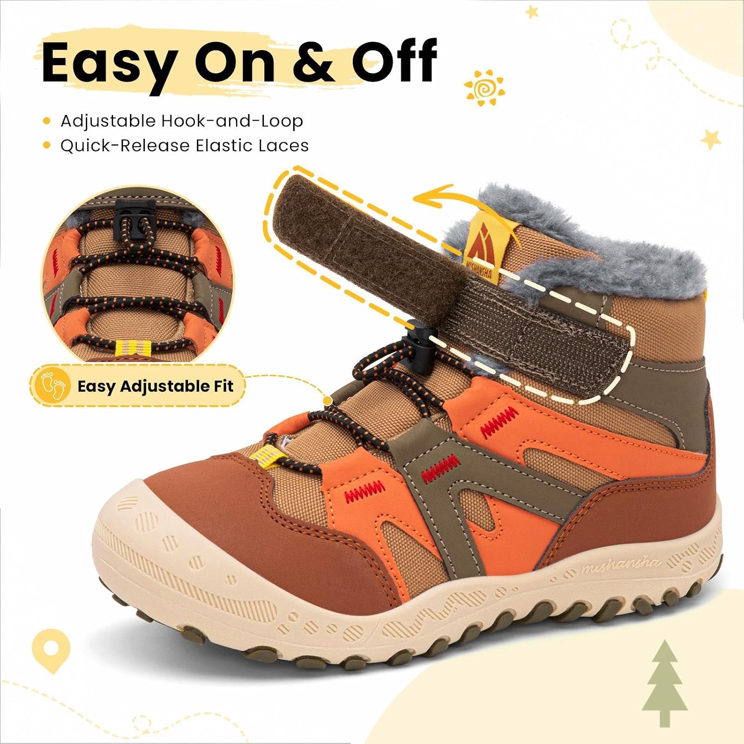Mishansha Kids Hiking Boots Boys Girls Winter Snow Boots for Cold Weather
