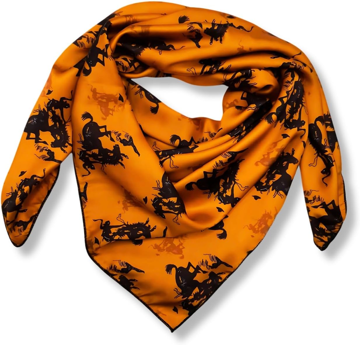 Western Cowboy Bandana Square Silky Wild Rags Bronco Pattern Tribal Scarves for Men & Women