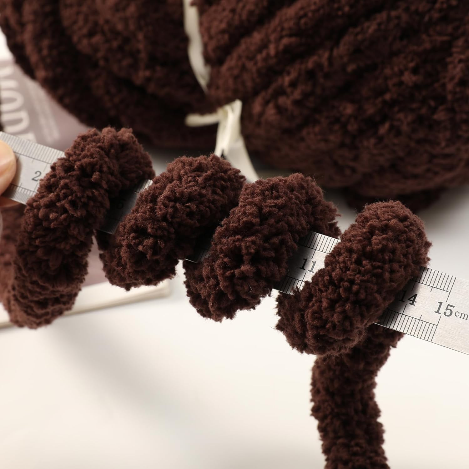 Chunky Chenille Yarn for Hand Knitting 8 Jumbo Pack Jumbo Chunky Yarn for Hand Soft Blanket Knitting, Bulky Thick Fluffy Yarn for Crocheting (Coffee)