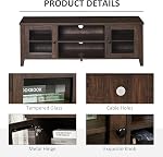 HOMCOM Meuble TV Moderne pour Téléviseurs jusqu'à 60 po, Table Console en Bois avec Portes de Rangement, Centre de Divertissement pour Salon, Chambre, Bureau, Café